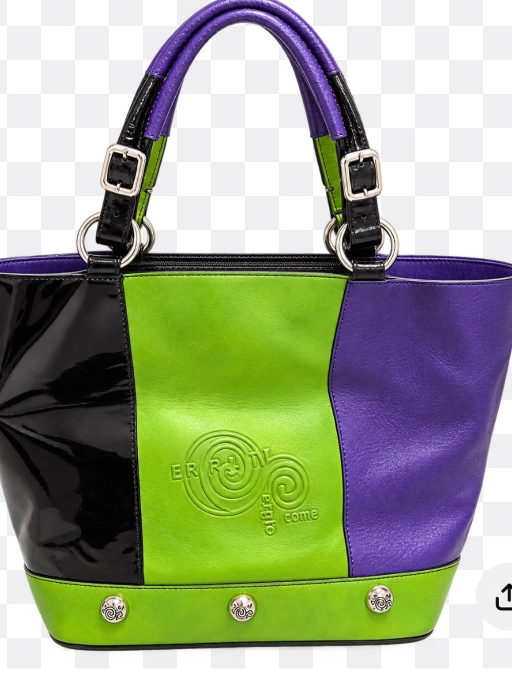 Sergio Cerruti Roma vintageGreen Purple Black Tote Bag